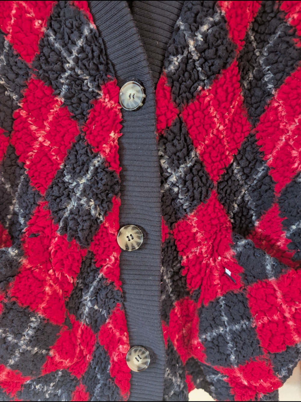Tommy Hilfiger Red & Navy Blue Argyle Button Cardigan XL